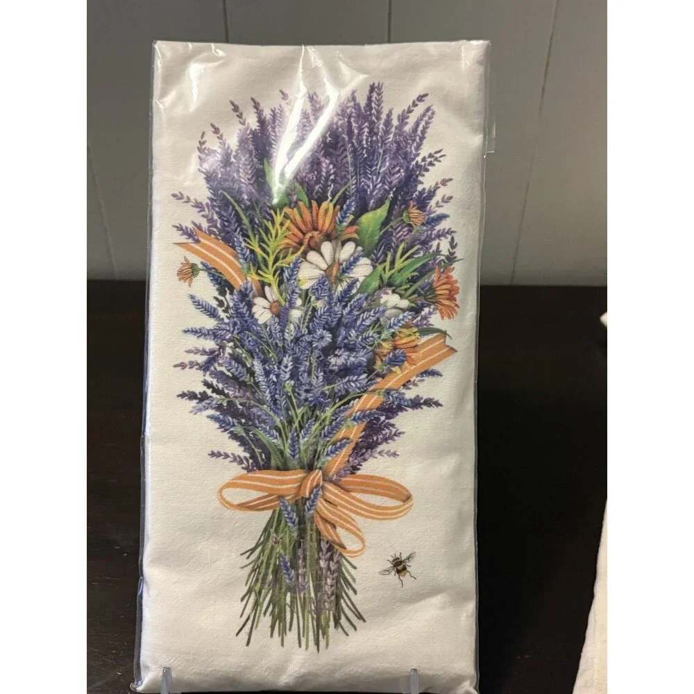 Mary Lake-Thompson Flour Sack Kitchen Towels Set of 3 New Geranium Lavender